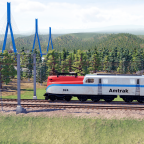Alte Lokomotive und neue Brücke