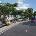 Bushaltestelle und Parkplatz in Athénaz Dorf redesigned